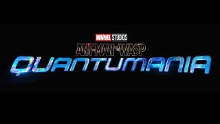 The logo for Ant-Man and the Wasp: Quantumania on a black background