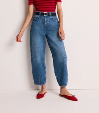 Image of barrel leg jeans