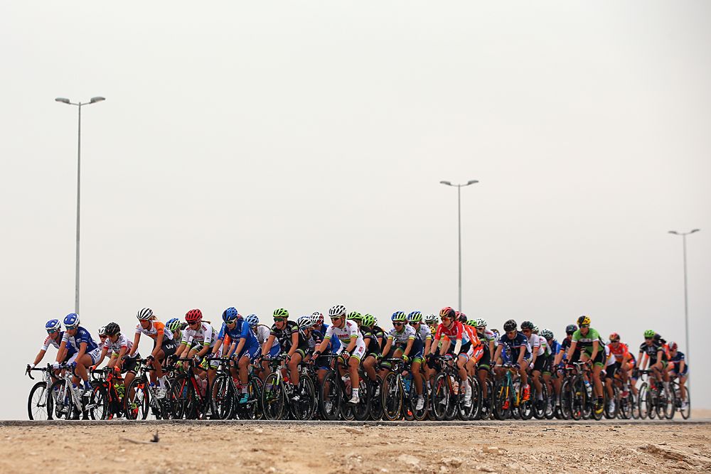 Ladies Tour of Qatar stage 2 - peloton all together