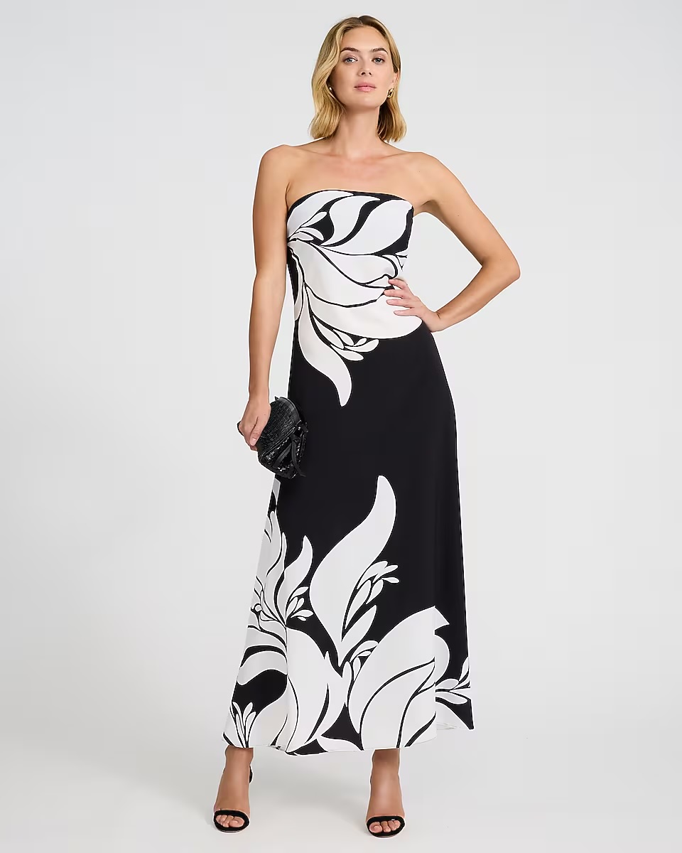 express, Floral Strapless Maxi Sheath Dress