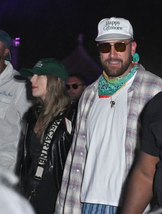 Taylor Swift and Travis Kelce at Neon Carnival held during the Coachella Music and Arts Festival on April 13, 2024 in Thermal, California.