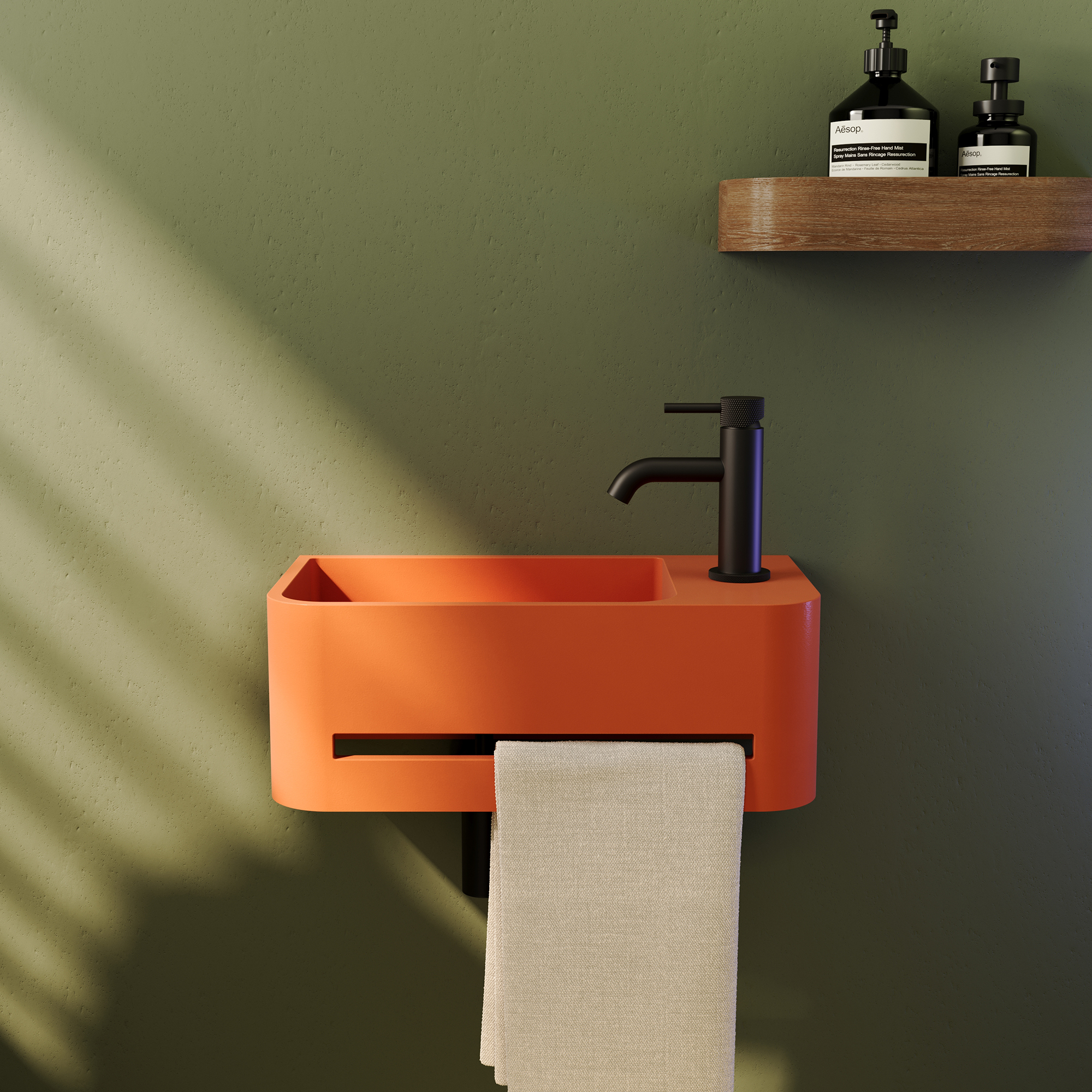 Drench orange bathroom unit