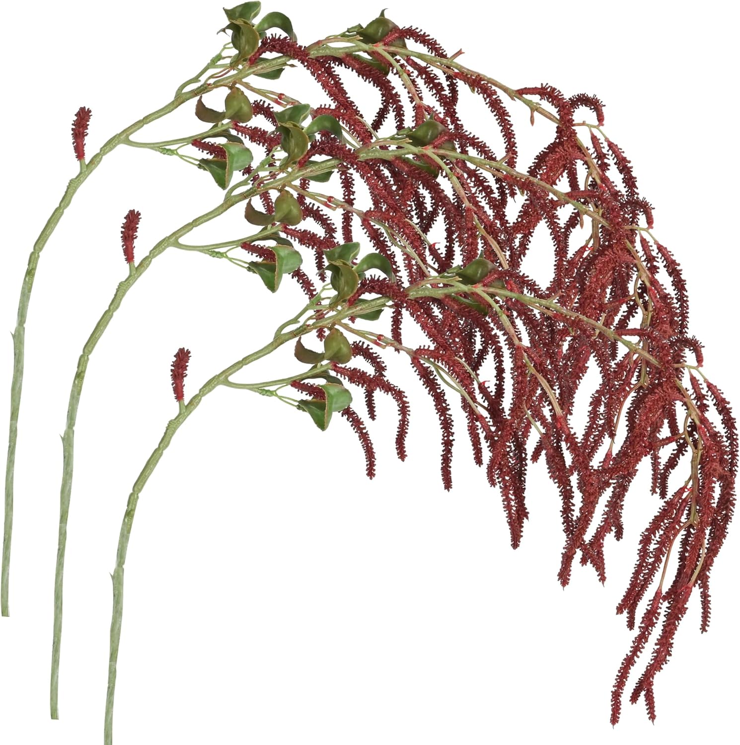 Shirfloral 3 Pcs Amaranthus Artificial Flower Faux Burgundy Wisteria Branches Fake Hanging Flowers Wedding Flower Arrangement Photo Props for Party Decoration