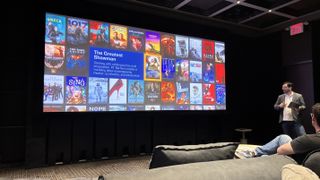 A 204-inch projector screen in a home cinema room