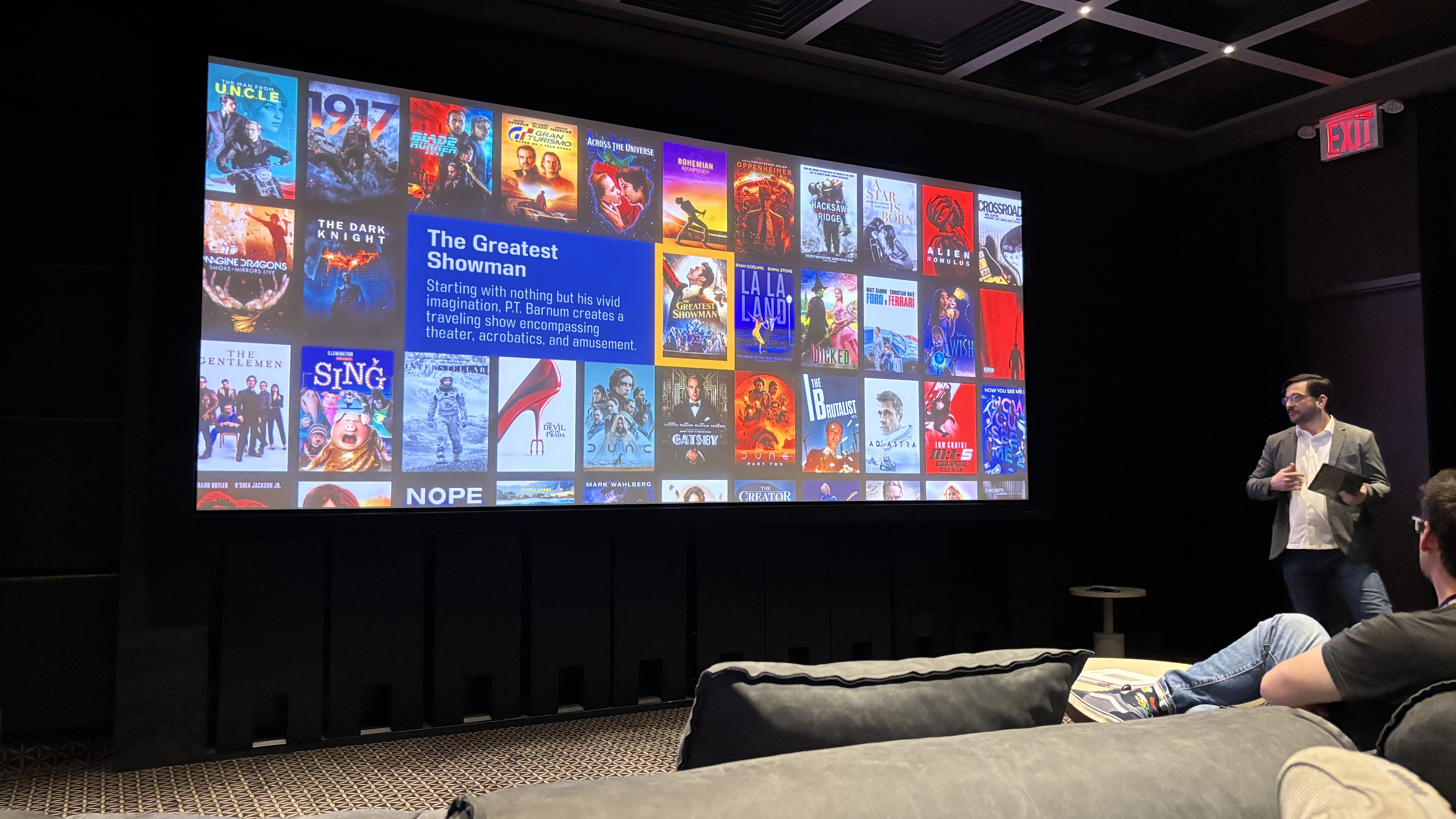A 204-inch projector screen in a home cinema room