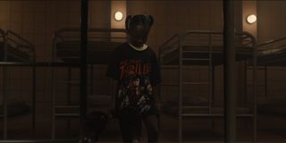 young Red wearing Thriller T-shirt in Us