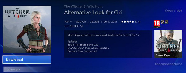 Ciri's new DLC outfit