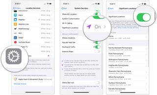 To turn on Location Services, tap System Services, then toggle On Significant Locations.