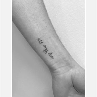 Winter Stone handwriting tattoo.