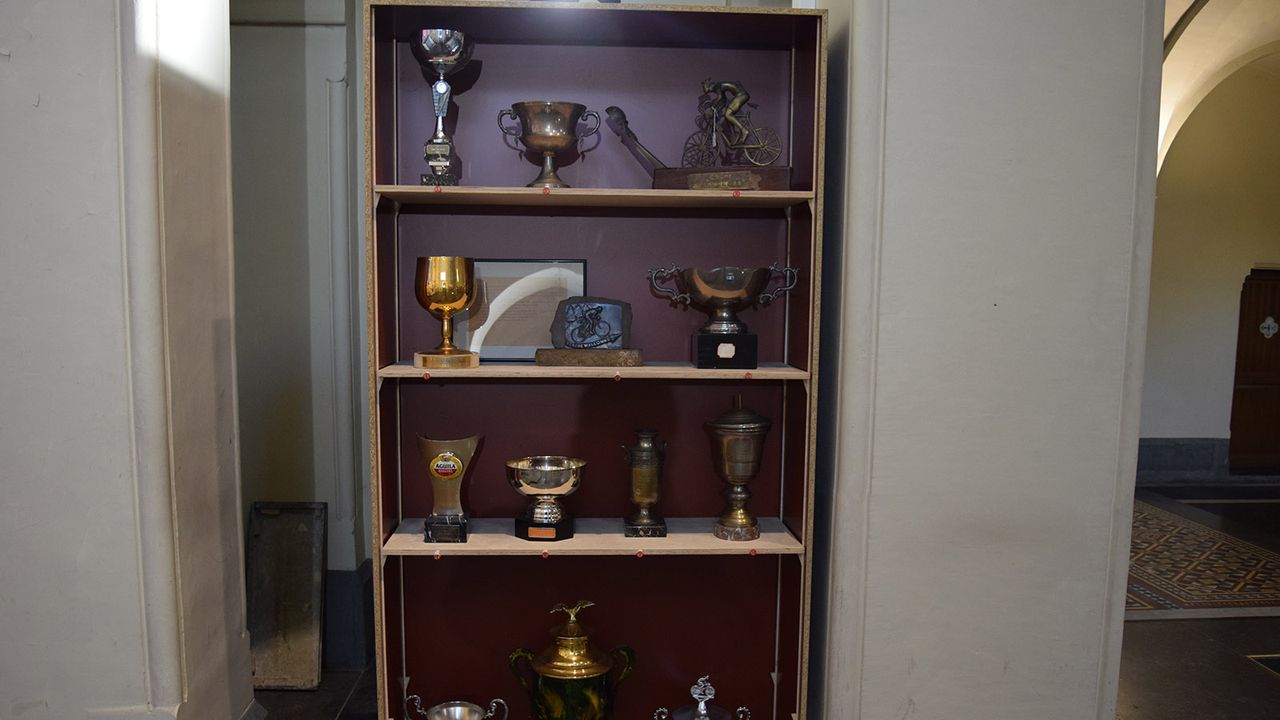 Some of the winners trophies on display at the church
