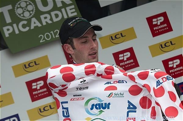 Jonathan Hivert (Saur-Sojasun) dons the polka-dot jersey of best climber.