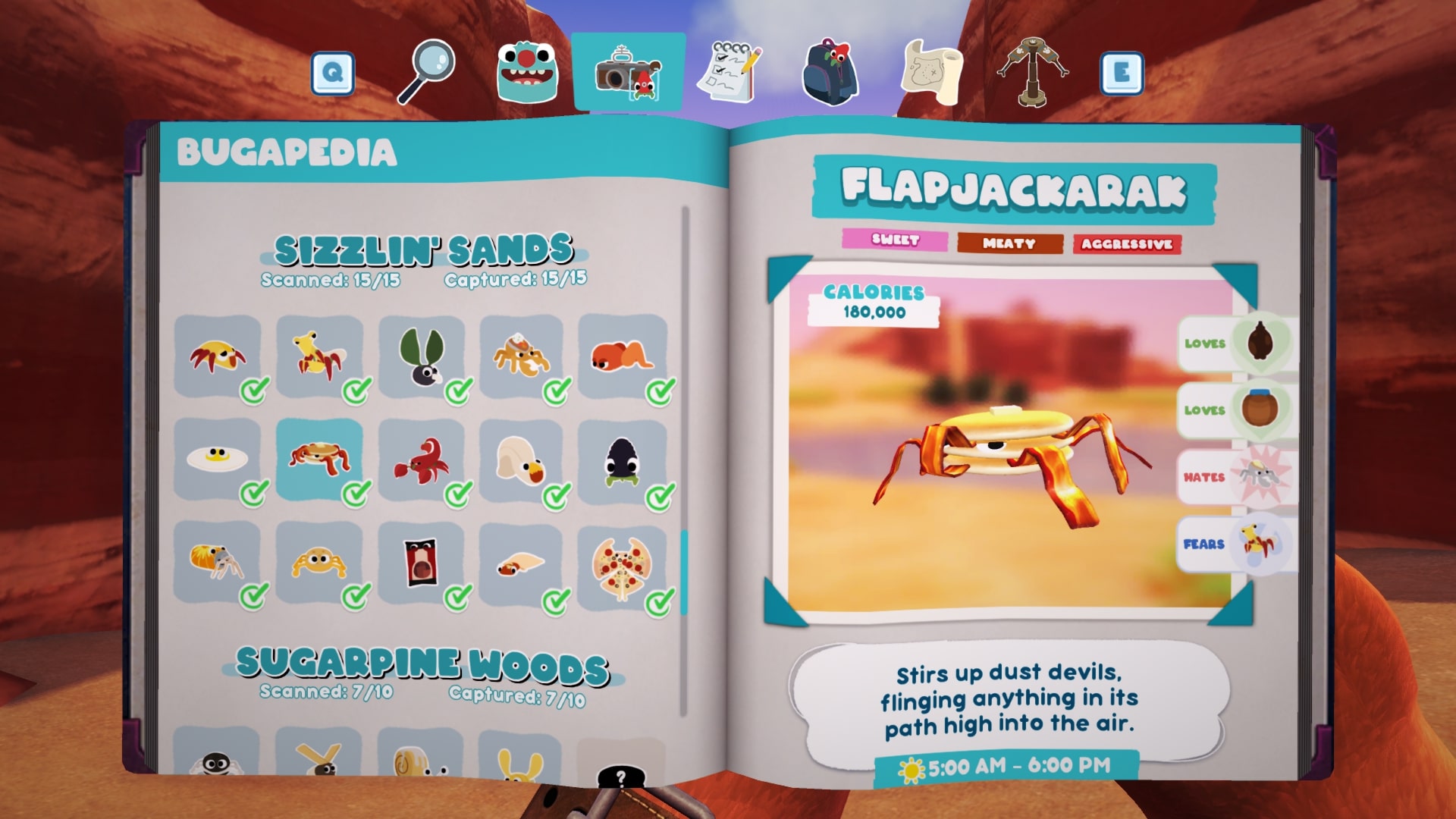 Bugsnax Bugapedia: Flapjackarak
