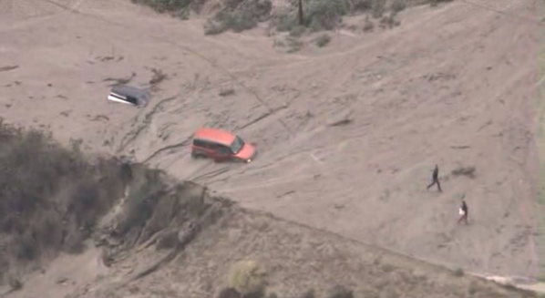 A flash flood in Southern California.