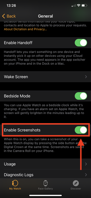 How to screenshot on Apple Watch: enabling the feature