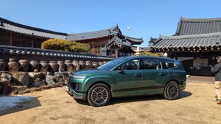 A very different kind of house serves as a backdrop to the Ioniq 9