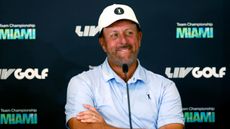 Phil Mickelson talks to the media before the 2022 LIV Golf Team Championship