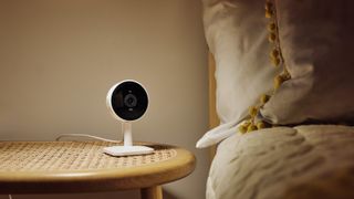 Yale Smart Indoor Camera review: camera on bedside table