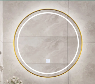 round mirror with golden border