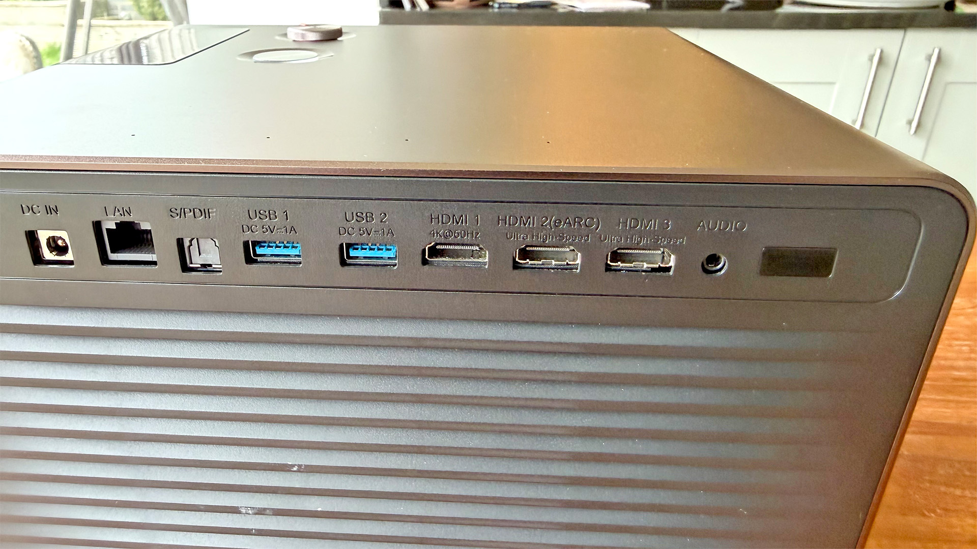 Hisense XR10 home cinema projector, rear of unit showing connections