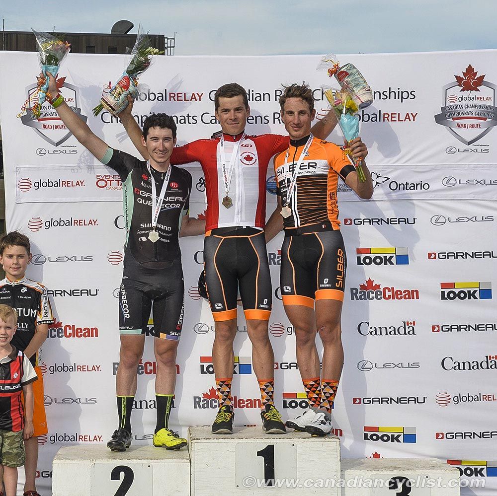 U23 podium: L to R - Olivier Brisebois, Ben Perry, Nicolas Masbourian