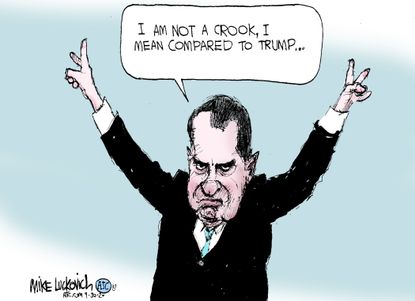 Political Cartoon U.S. Trump Nixon taxes