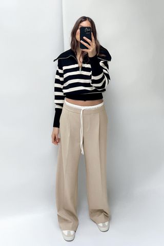 Double Waist Wide Leg Pants