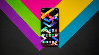 Samsung Galaxy A56 against a colorful background