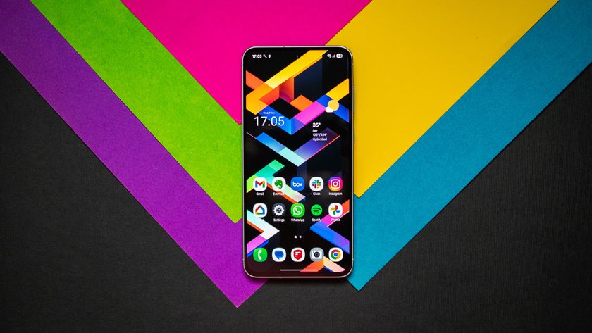 Samsung Galaxy A56 against a colorful background