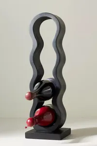 Anthropologie Wavy Wood Wine Rack