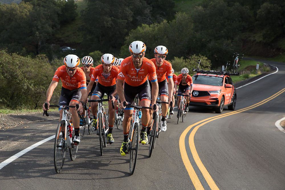 Svein Tuft on the front of the Rally UHC training ride