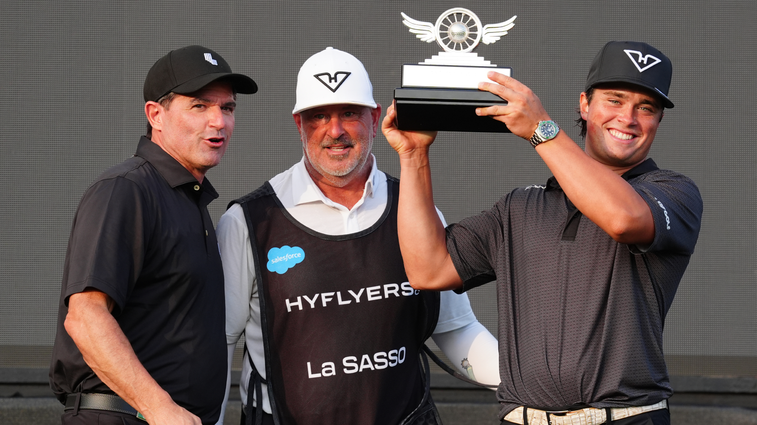 Michael La Sasso with the LIV Golf Indianapolis trophy