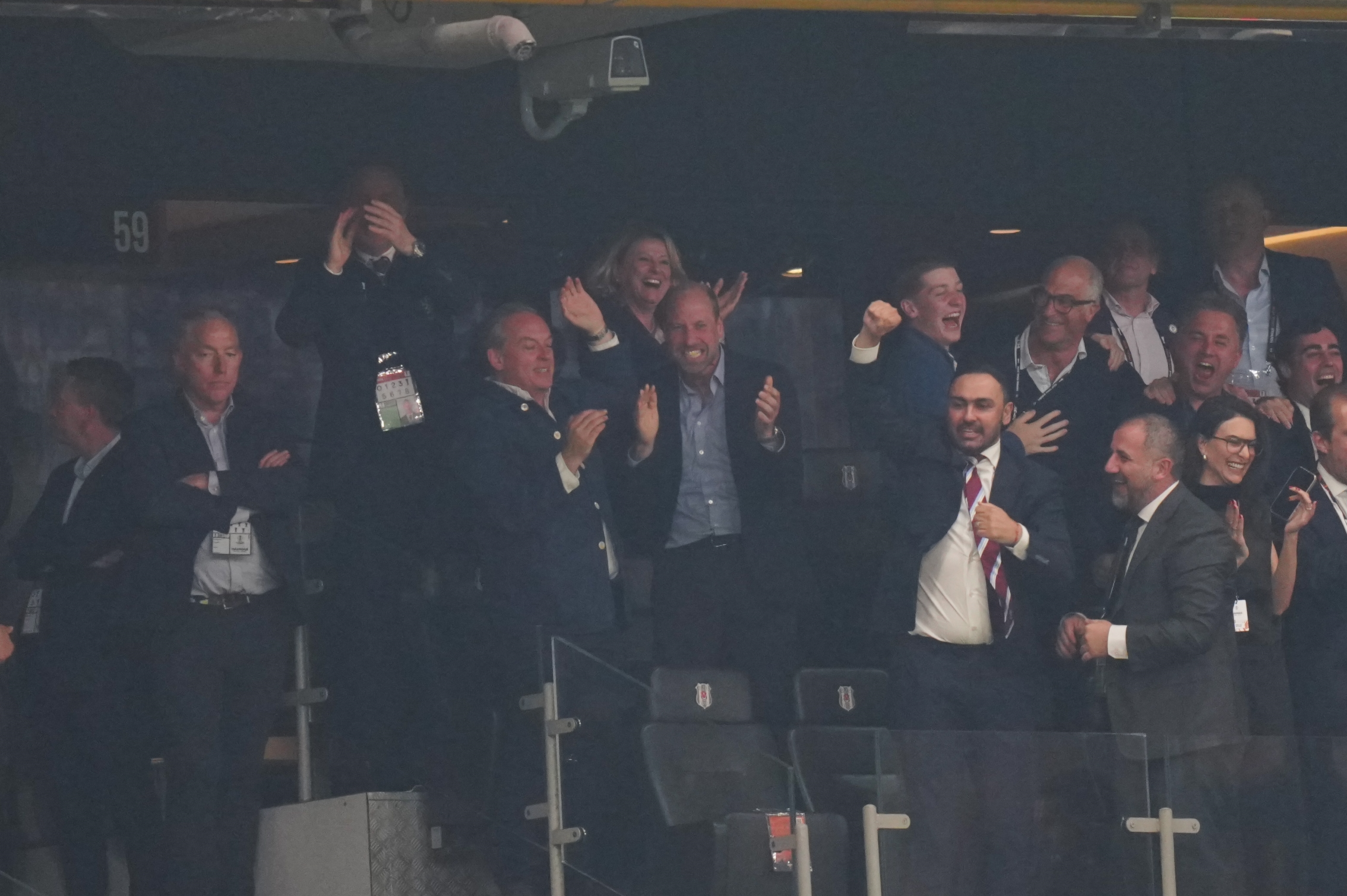 Prince William cheering at an Aston Villa match