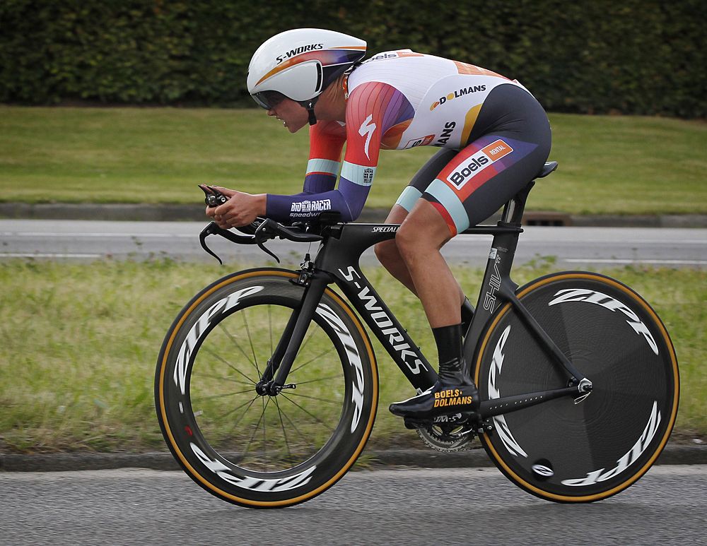 Chantal Blaak of the Boels Dolmans Cycling Team at the Dutch Time Trial Championships