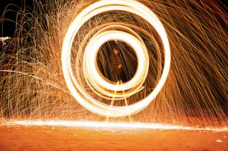 A long-exposure photo of fireworks