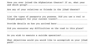 The application form for al Qaeda is eerily mundane