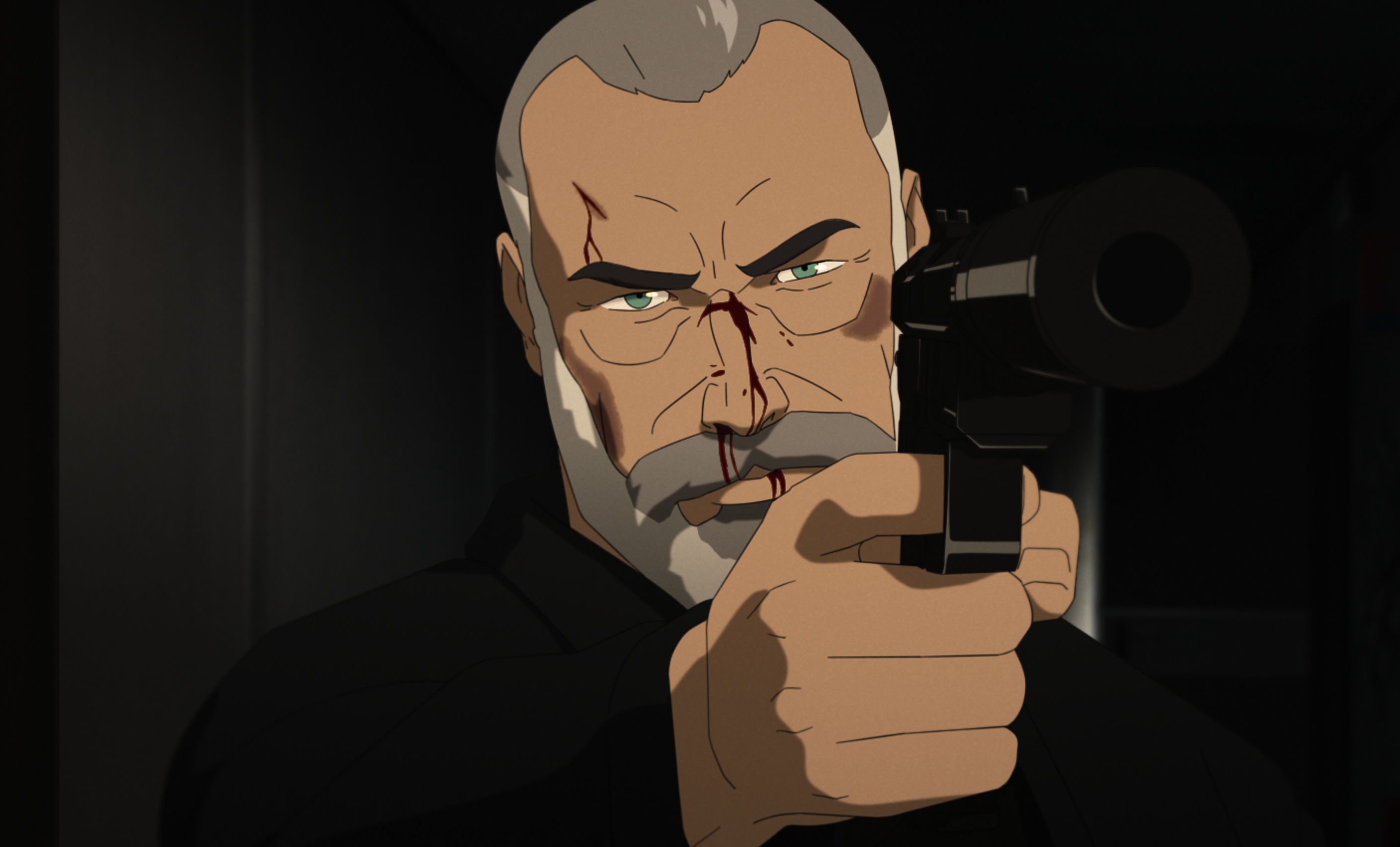 Sam Fisher pointing a gun