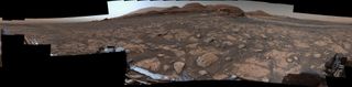 NASA's Curiosity Mars rover used its Mastcam instrument to take this 360-degree panorama of Mont Mercou against the backdrop of Mount Sharp on March 3, 2021.