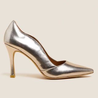M&S metallic pointed court shoe