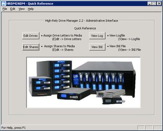 The High-Rely Drive Manager 2.2 Administrative Interface (HRD2ADM) can be used to configure the RAIDFrame drives so that they can consistently keep their assigned drive letter no matter where in the RAIDFrame you mount a RAIDPac.