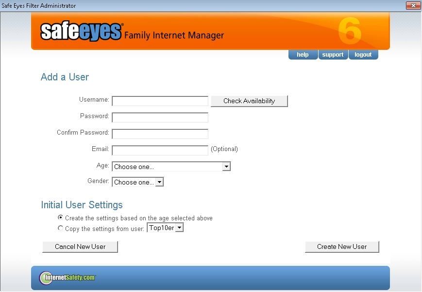 McAfee Safe Eyes image: This parental monitoring software allows you to have different settings for different users.