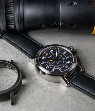 Black Strayer watch with additional bezel to the side