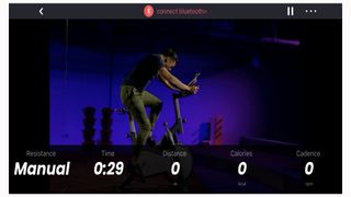 Image shows a workout on the Mobi Turbo Exercise Bike's Bluetooth-connected app.