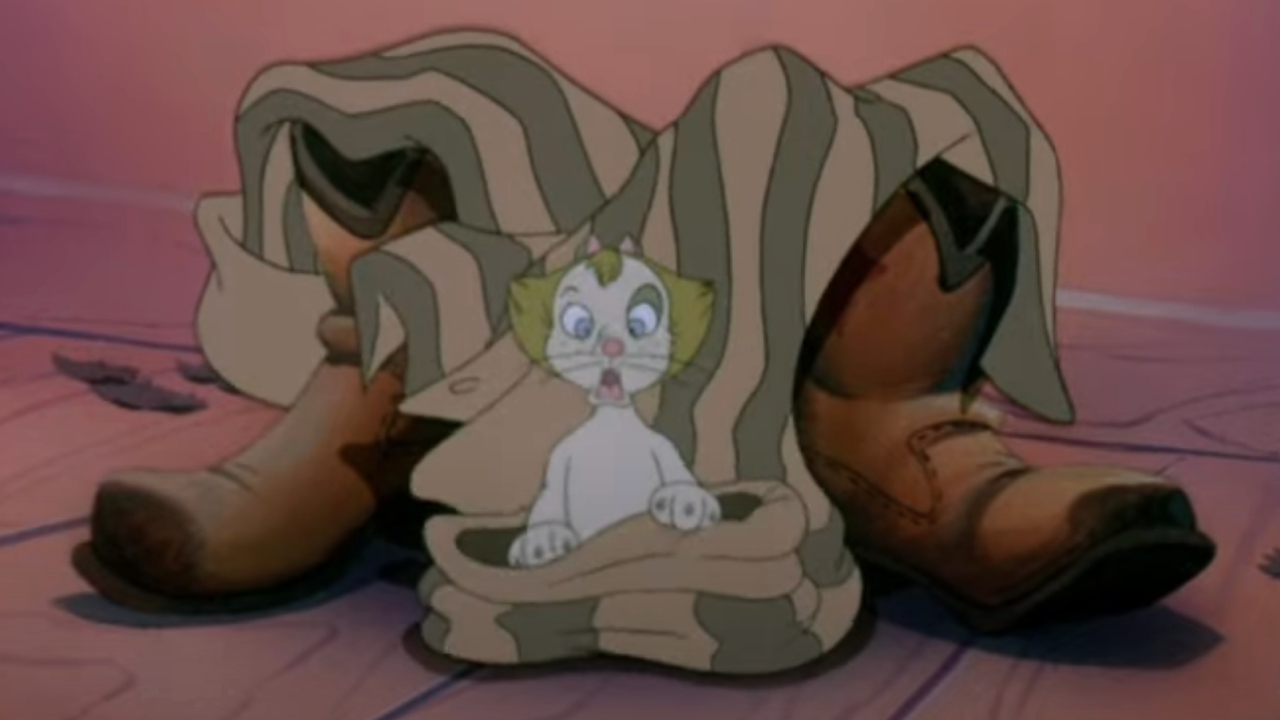 Edmond after becoming a cat in Rock-a-Doodle