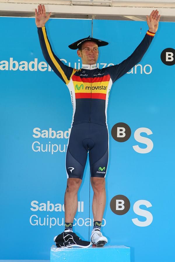 JJ Rojas (Movistar) celebrates his win in the Basque tour