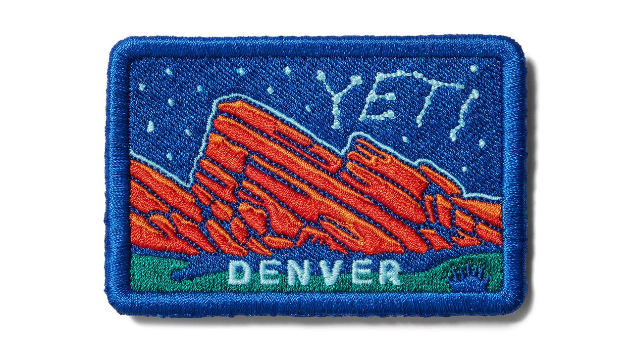 YETI patch on white background