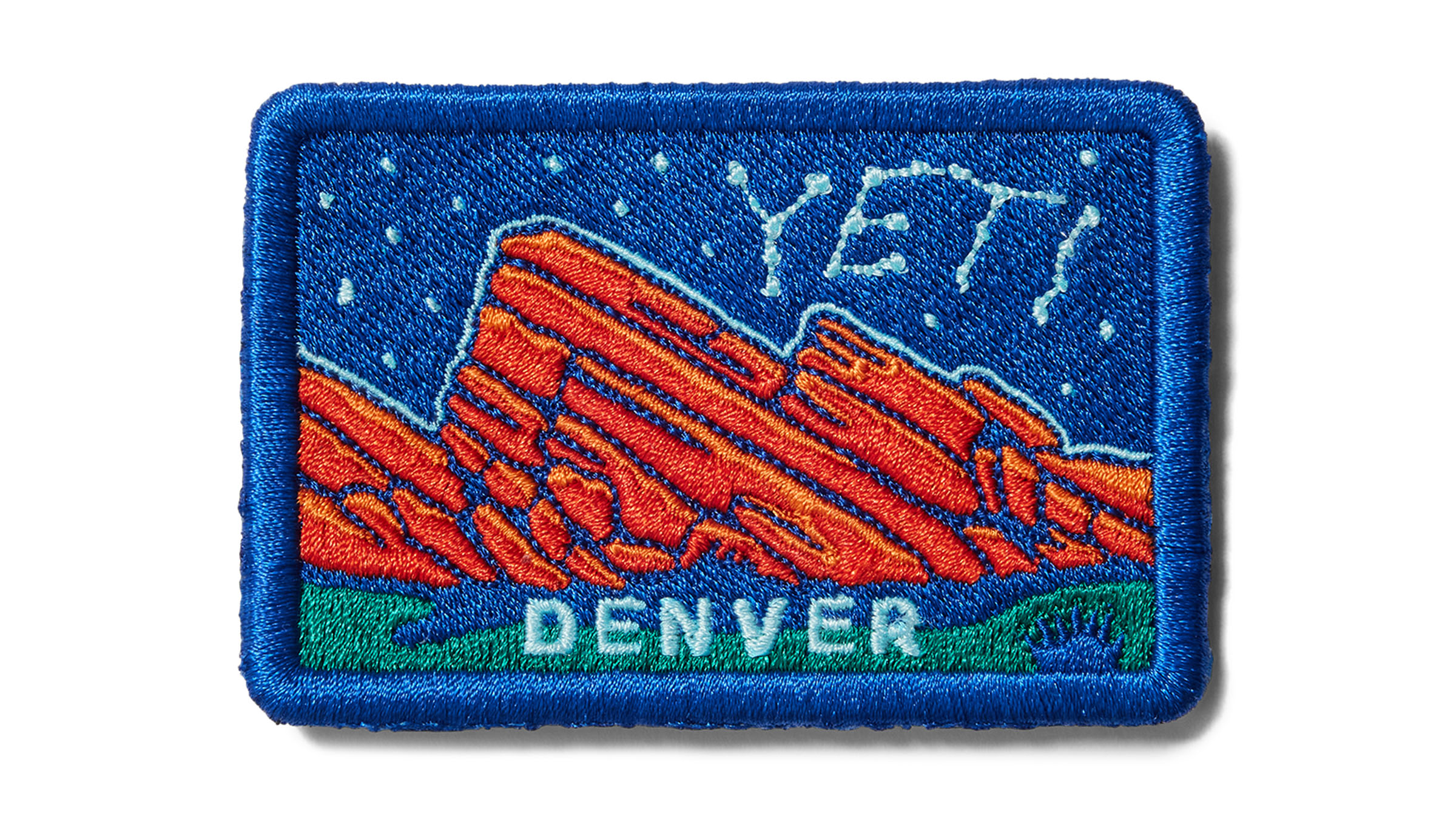 YETI patch on white background