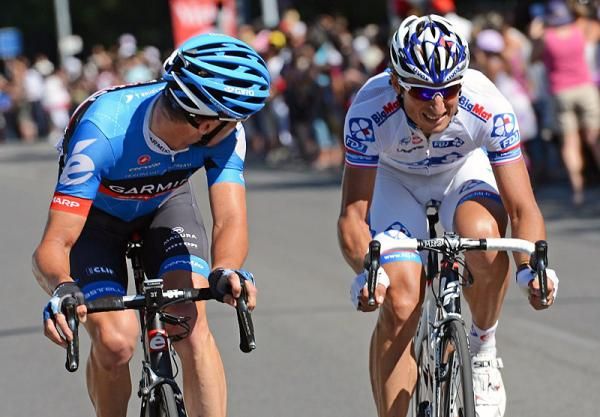 Christian Vande Velde (Garmin-Sharp) and Pierrick F&eacute;drigo (FDJ-BigMat) have dropped their breakaway companions and will soon sprint for victory in Pau.