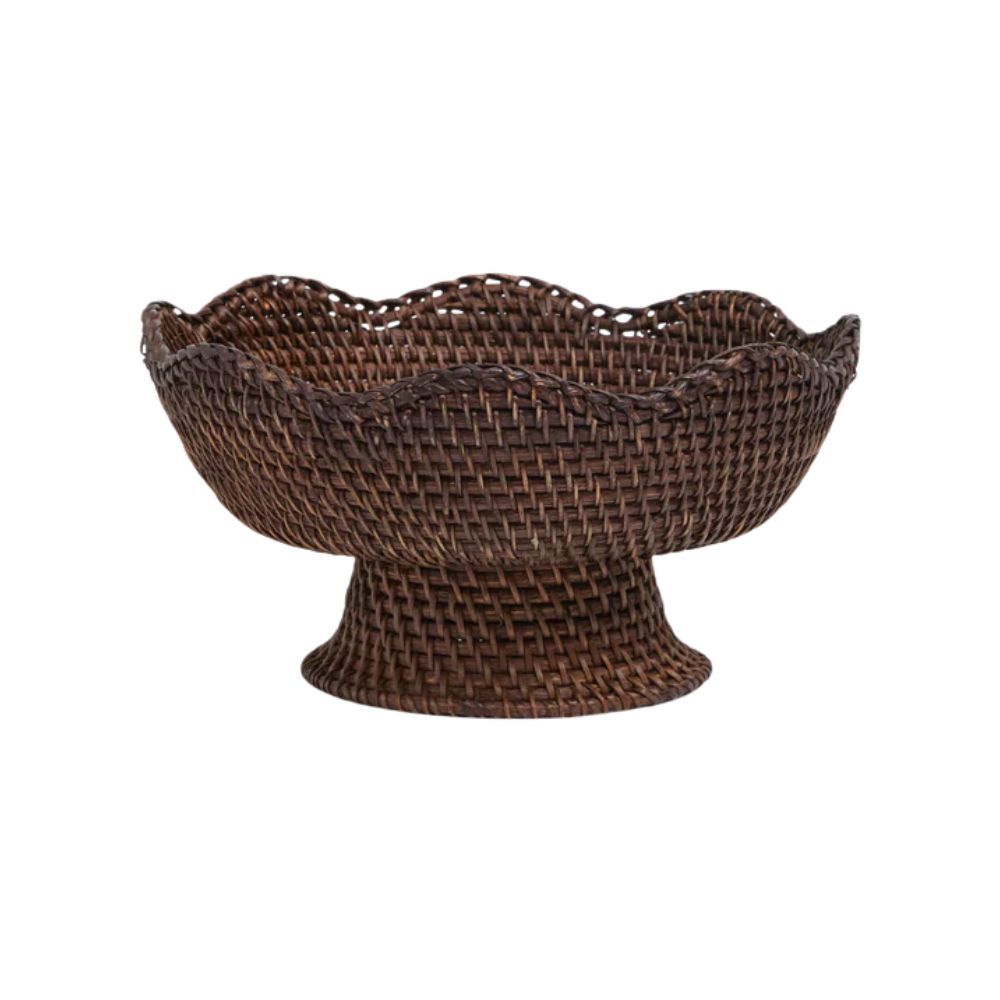 Dark Brown Rattan Footed Bowl