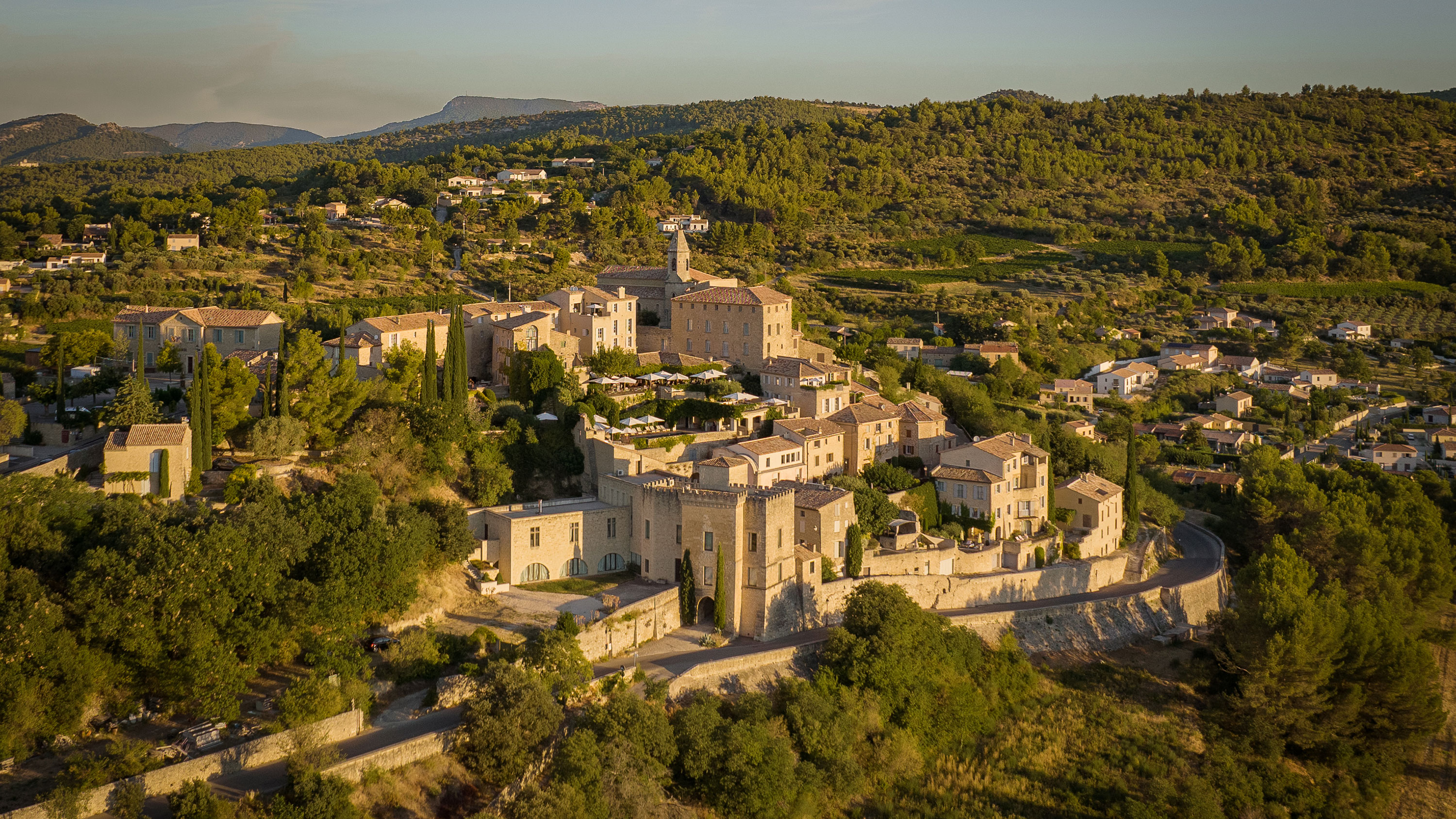Aerial view of Crillon le Brave in France