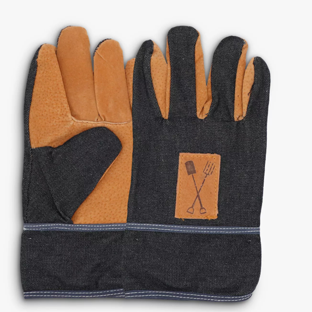 Denim gardening gloves